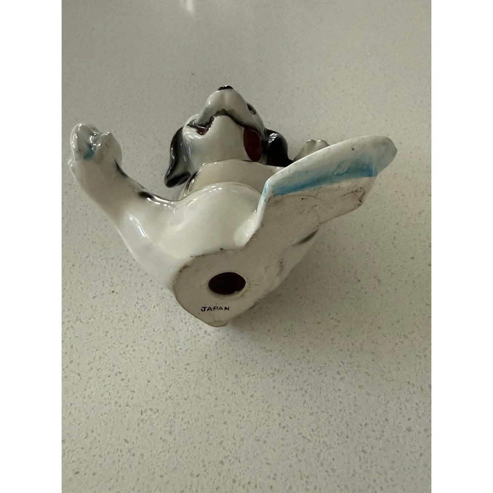 Whimsical Ice‎ Skating Dalmation Dog Porcelain Figurine Black White Japan
